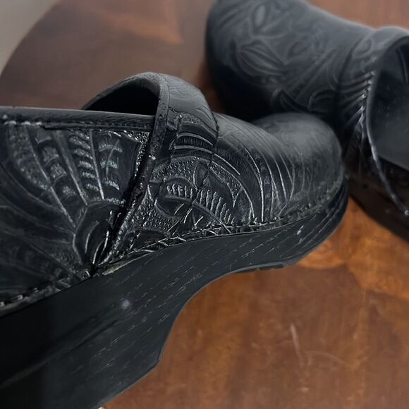 🔥🔥 DANSKO CLOGS Professional Black Leather Pattern - Women Sz 9.5-10 (40) -GUC - Picture 9 of 9